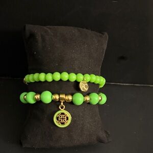 Green and Gold Beaded Bracelet Set